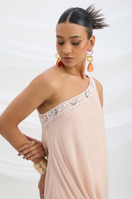 Shop_Mirroir_Pink Viscose One Shoulder Light Draped Maxi Dress _Online_at_Aza_Fashions