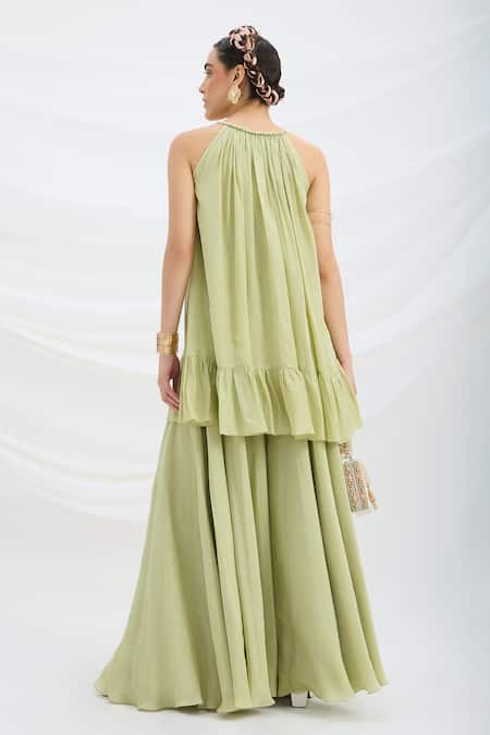 Mirroir Pista Green Kurta & Sharara Set 