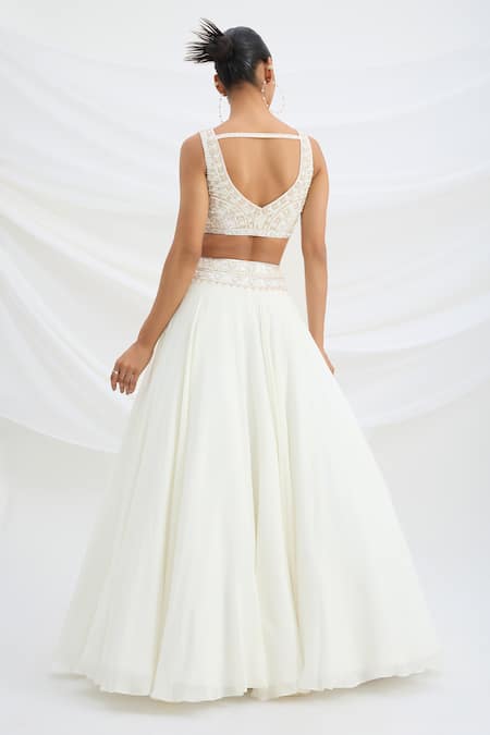 Mirroir Ivory Viscose Crepe Classic Lehenga Set 