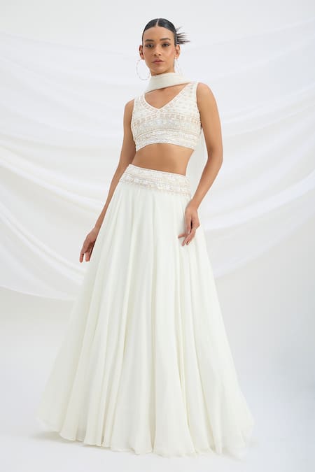 Mirroir Ivory Viscose Crepe Classic Lehenga Set 