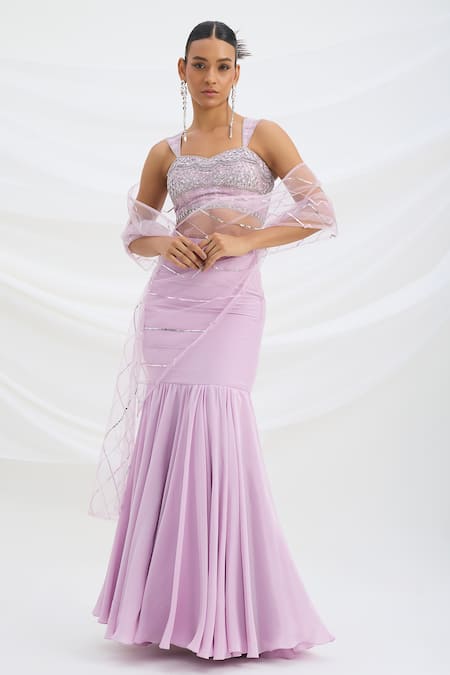Mirroir Lilac Purple Designer Lehenga Saree 