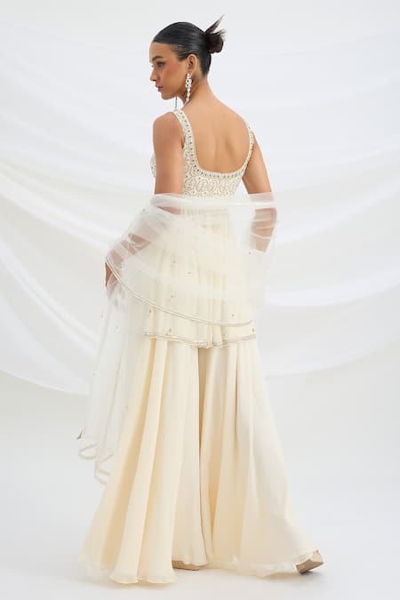 Mirroir Beige Embroidered Kurta Set With Dupatta 