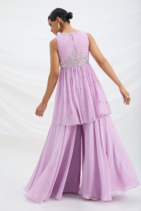 Mirroir Lilac Purple Kurta Set with Dupatta & Sharara 