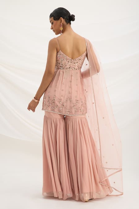 Mirroir Peach Pink Embroidered Kurta Set 