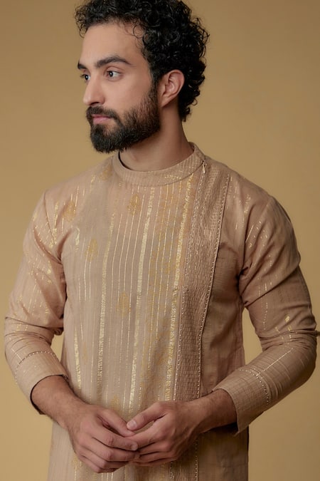 Ritambh By Rishi & Sachin Tan Brown Designer Kurta 