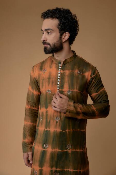 Buy Ritambh By Rishi & Sachin Multi Color Silk, Modal Embroidery Tie-dye Kurta Set Online at Aza Fashions Buy_Ritambh By Rishi & Sachin_Multi Color Silk, Modal Embroidery Tie-dye Kurta Set _Online_at_Aza_Fashions