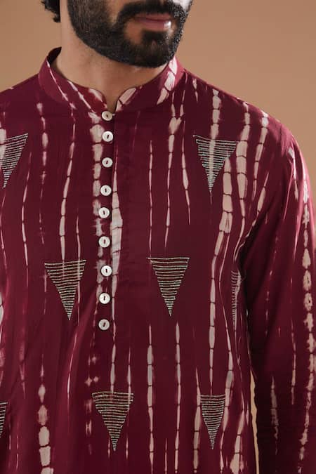Ritambh By Rishi & Sachin Maroon Silk Modal Designer Kurta Set 
