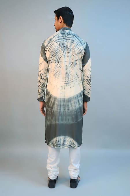 Ritambh By Rishi & Sachin Green Tie-Dye Silk Modal Kurta 