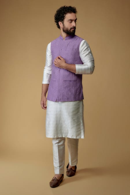 Ritambh By Rishi & Sachin Designer Purple Nehru Jacket 