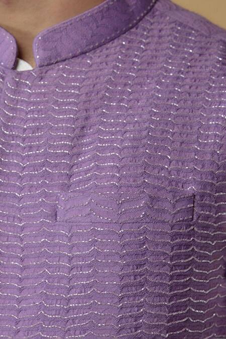 Buy_Ritambh By Rishi & Sachin_Purple Cotton Designer Nehru Jacket _Online_at_Aza_Fashions