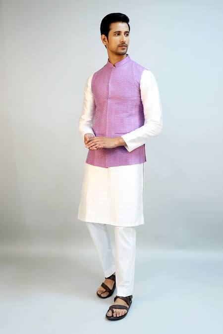 Shop_Ritambh By Rishi & Sachin_Purple Cotton Designer Nehru Jacket _Online_at_Aza_Fashions