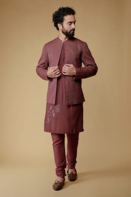 Ritambh By Rishi & Sachin Maroon Designer Kurta Set 