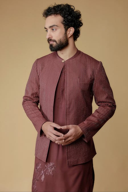 Ritambh By Rishi & Sachin Maroon Designer Kurta Set 