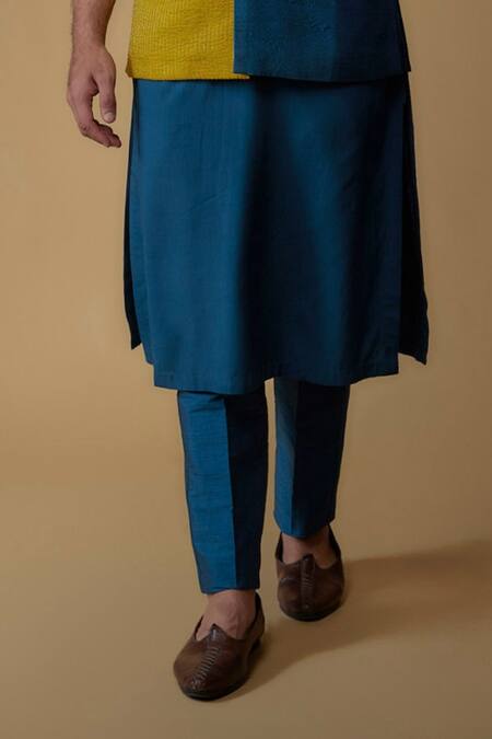 Ritambh By Rishi & Sachin Blue Silk Embroidery Nehru Jacket Set Online at Aza Fashions Ritambh By Rishi & Sachin_Blue Silk Embroidery Nehru Jacket Set _Online_at_Aza_Fashions