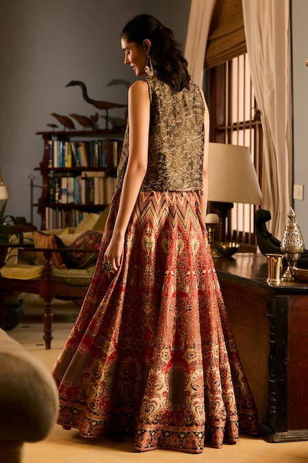 Saundh Printed Fusion Lehenga & Blouse Set 