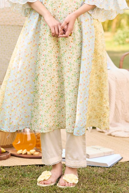 Shop_Saundh_Multi Color , Satin, Bamboo Embroidery Floral Anarkali Set _Online_at_Aza_Fashions