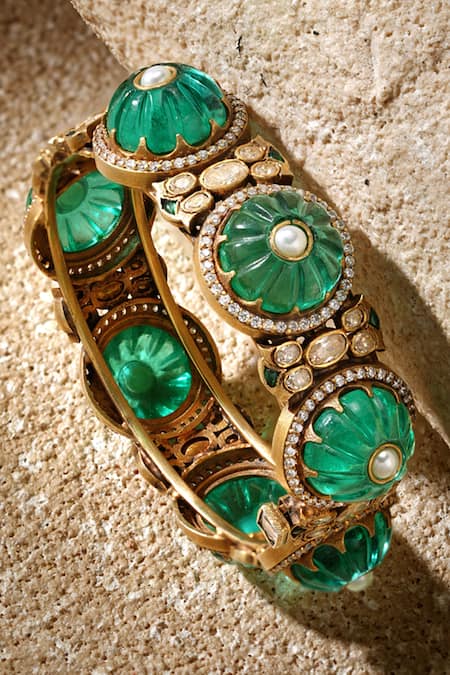 Tarun Tahiliani Emerald Round Bangle 
