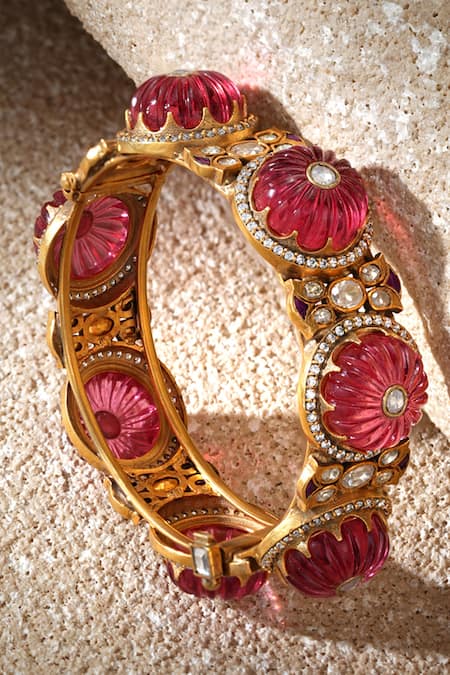 Tarun Tahiliani Ruby Pink Round Bangle 