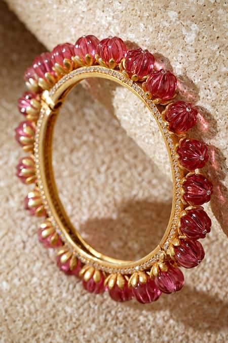 Tarun Tahiliani Ruby Pink Silver Bangle 