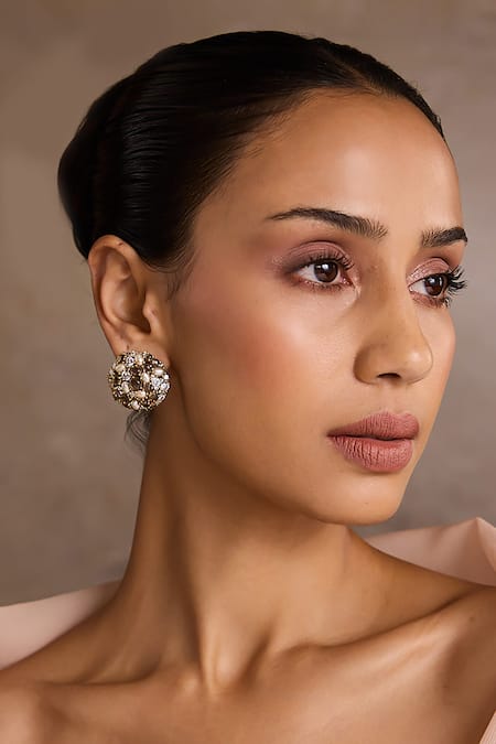 Tarun Tahiliani Pearl Embellished Silver Studs 