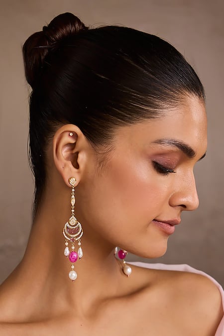 Tarun Tahiliani Crescent Silver Earrings 