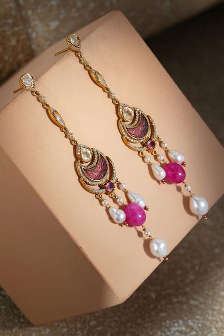 Tarun Tahiliani Crescent Silver Earrings 