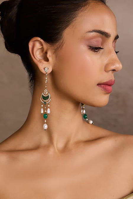 Tarun Tahiliani Crescent Silver Earrings 