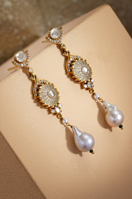 Tarun Tahiliani Melon Silver Danglers 