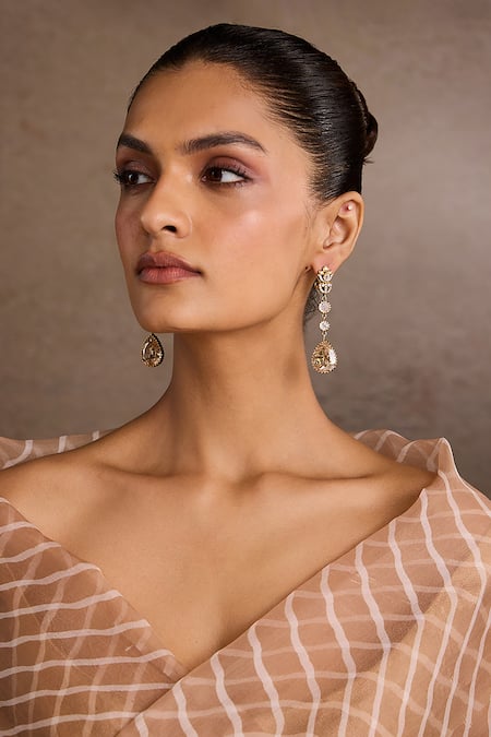 Tarun Tahiliani Silver Embellished Danglers 