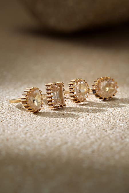 Buy_Tarun Tahiliani_Gold Plated Stones Open Zircon Silver Ring _Online_at_Aza_Fashions