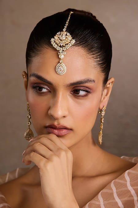 Tarun Tahiliani Floral Silver Maangtika 