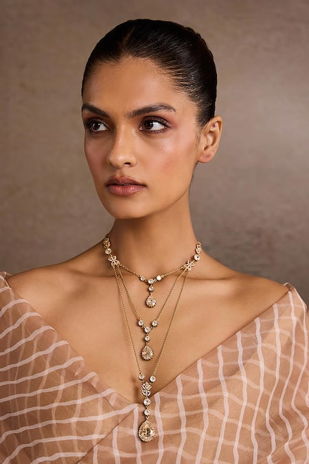 Tarun Tahiliani Multi Layered Silver Necklace 