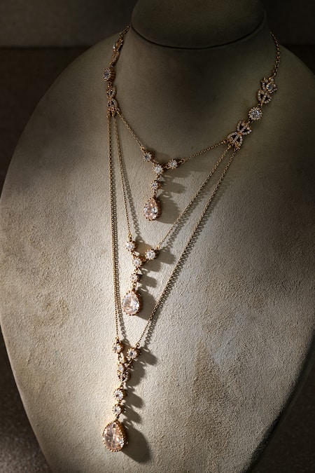 Buy Tarun Tahiliani Gold Plated Multi Layered Silver Necklace Online at Aza Fashions Buy_Tarun Tahiliani_Gold Plated Multi Layered Silver Necklace _Online_at_Aza_Fashions