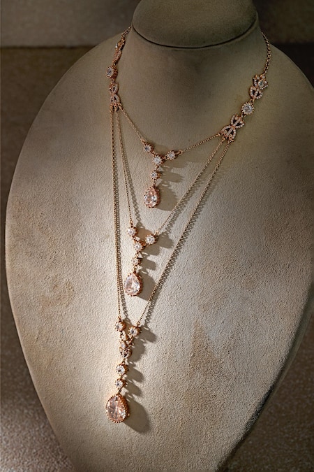 Tarun Tahiliani Multi Layered Silver Necklace 