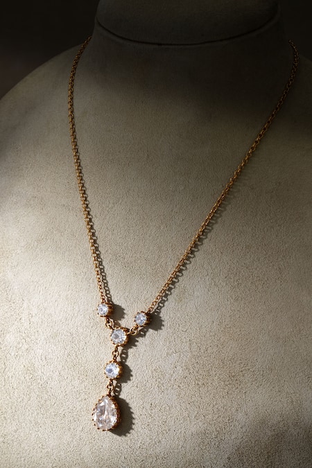 Tarun Tahiliani Zircon Silver Pendant Necklace 