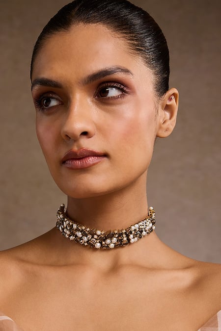 Tarun Tahiliani Pearl Silver Choker 