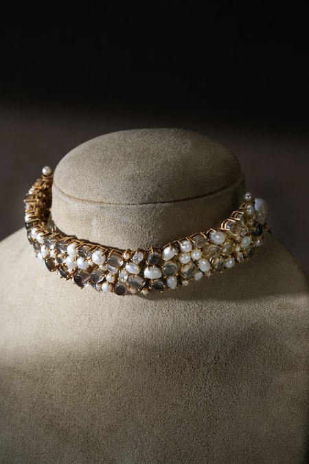 Tarun Tahiliani Pearl Silver Choker 