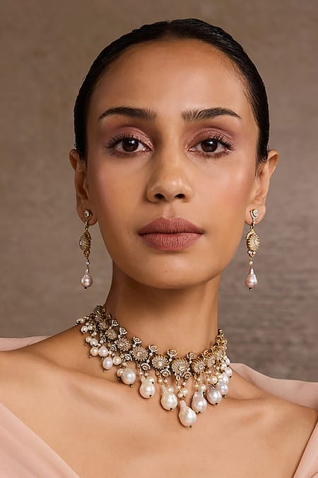 Tarun Tahiliani_Gold Plated Melon Silver Necklace _Online_at_Aza_Fashions