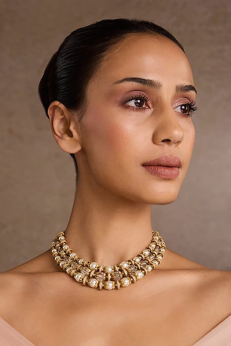 Tarun Tahiliani Multi Layered Gold Necklace 