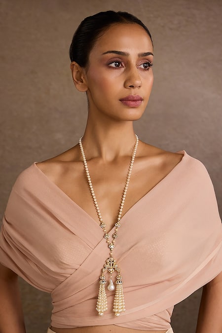 Tarun Tahiliani Tassel Silver Pendant Necklace 