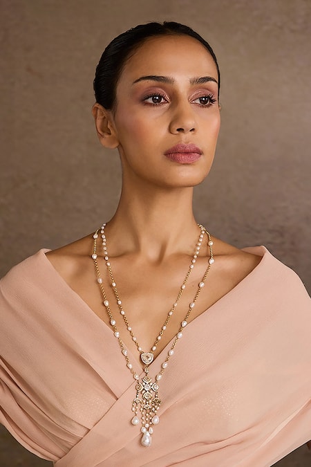 Tarun Tahiliani Zircon Silver Pendant Necklace 