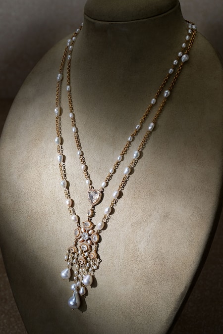 Tarun Tahiliani Zircon Silver Pendant Necklace 