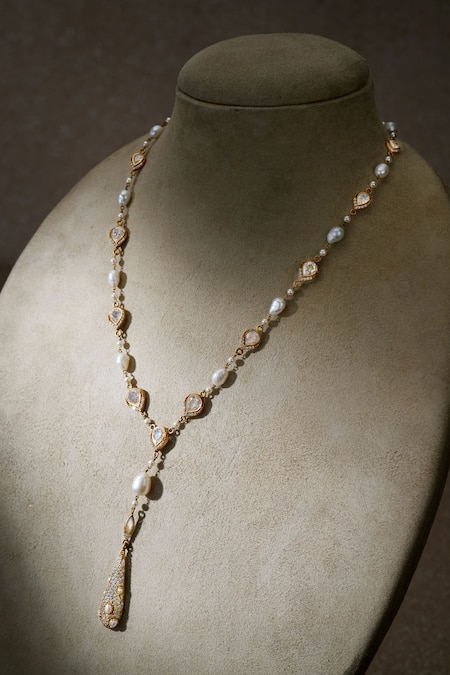 Tarun Tahiliani Pearl Silver Pendant Necklace 