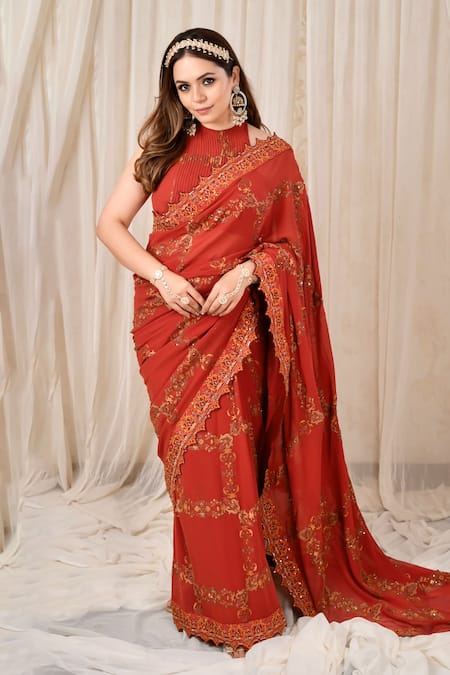 Shreeka Hand Screen Print Saree With Blouse 