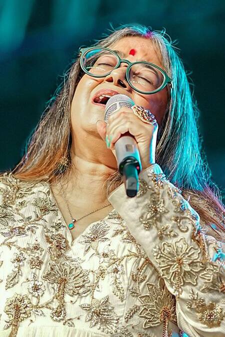 Shreeka_Ivory Silk, Net, Chanderi, Lycra, Tissue Zardozi Gradient Anarkali With Dupatta _at_Aza_Fashions