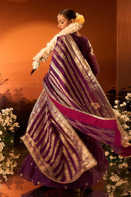 Neha Khullar X AZA Embroidered Purple Anarkali Set 