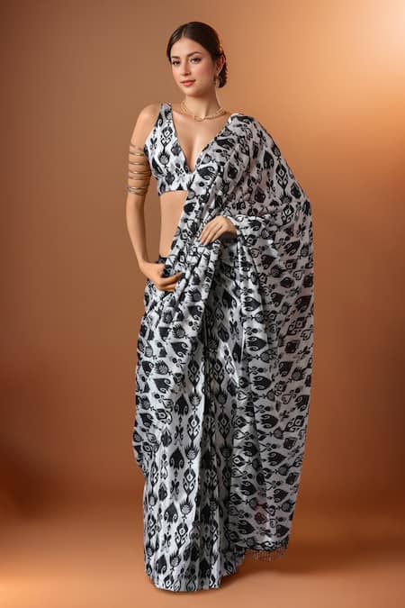 Samyukta Singhania Printed Pre-Draped Saree Set 