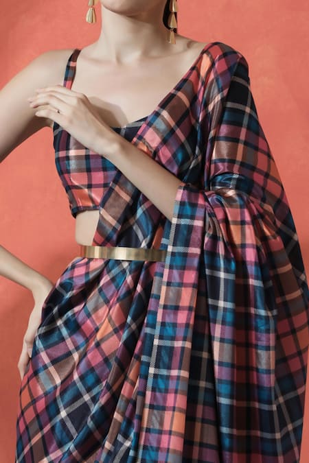 Buy_Naintara Bajaj_Multi Color Printed Pre-draped Saree Set _Online_at_Aza_Fashions