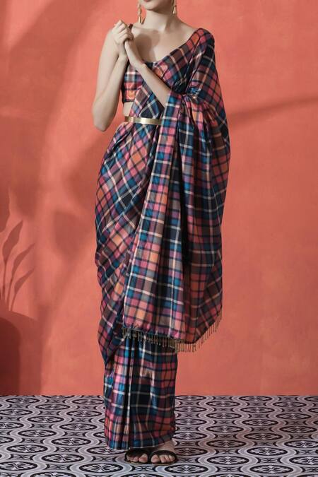 Shop_Naintara Bajaj_Multi Color Printed Pre-draped Saree Set _Online_at_Aza_Fashions