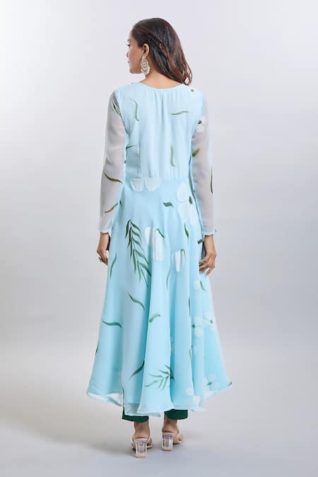 Samyukta Singhania Hand Painted Light Blue Kurta Set 